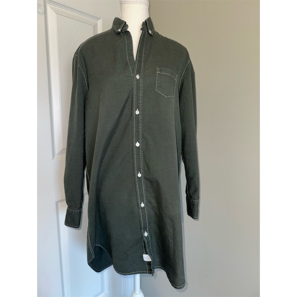 Frank & Eileen Olive Green Long Sleeve Shirt Dress